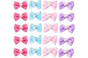 TIRRITO 20 Stück Hunde-Haarschleifen mit elastischen Gummibändern, Perlen-Schleifen-Muster, Haarband, Haustierpflege-Produkte, Welpenpflege-Haar-Zubehör für Welpen, Katzen und andere kleine Haustiere