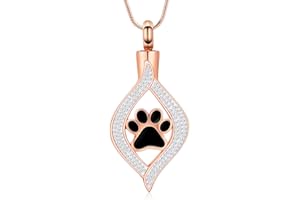 VCCWYQK Urnen-Halskette für Asche Das Auge meines Herzens Urne Keepsake mit Hund/Katze Pfote Memorial Urne Schmuck Edelstahl Memorial Geschenk für menschliche Haustier