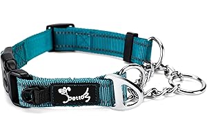 PETTOM Collare Cane, Semistrozzo per Cani Grandi e Piccoli, Collare Strozzo Cane Riflettente Regolabile per Camminare e Allenarsi (L, Blu)
