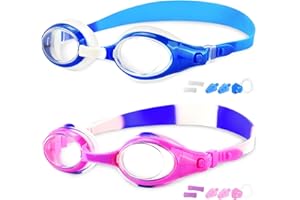 COOLOO 2-PACK Kids Swimming Goggles Junior Children Girls Boys Early Teens Age 3-15, with Anti-Fog, Waterproof, Protection Lenses