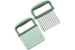 YIWONFU 2 Pezzi Coltello per Fette di Patate in Acciaio Inossidabile, Tagliaverdure Ondulato a Onde per Patate, per Frutta, Verdura, Patate (Verde)