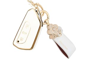 Anevios Autoschlüssel Hülle mit Schlüsselanhänger 3 Tasten TUP Kompatibel für VW Golf 8 ID3 ID4 Cupra Formentor Tarraco Octavia Enyaq Schlüsselhülle Autoschlüssel Cover Schutzhülle (Weiß)