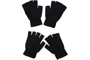 JNQYYH 2 Paia Guanti Mezze Dita Uomo, Caldi Elasticizzati Guanti Senza Dita invernali per Uomo e Donna