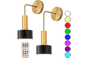 AIEHNID Wall Light Battery Powered Set of 2，Battery Operated Wall Sconce with Remote Control Dimmable Wall Lamp No Wiring Required Fixtures，for Farmhouse, Bedroom Bedside Lights, Study Reading Lights