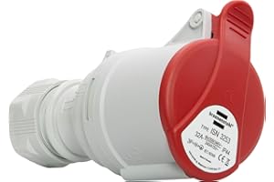 Brennenstuhl Presa Industriale con Coperchio CEE a 5 Poli 400V/32A per Uso Esterno, Connessione Avvitabile, Utilizzo in Cantieri, Campeggio, Applicazioni Commerciali, IP44