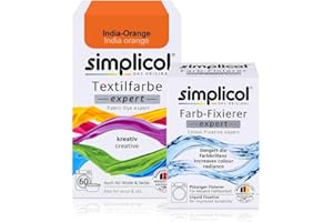 simplicol Expert + fijador del Color Paquete de Kombi Fabric Dye: Tinte de Coloración para Textiles: Lavado a Mano o Lavadora - Naranja