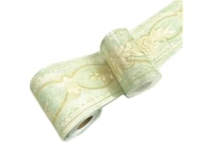 Mesoar Self Adhesive Floral Border Peel and Stick Wallpaper Border Decal, Bathroom Border Tile Stickers Waterproof, Kitchen Wall Borders, Removable Embossed Ceiling Wall Tile Borders (Light Green)