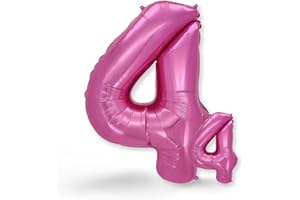 FUNXGO Palloncino Numero 4 rosa - Gigante Palloncini Compleanno 4 Anni - Vola con l'Elio - Feste Decorazione di Compleanno Palloncino 4 rosa
