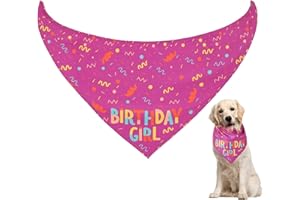 Beylos 1Pcs Girl Dog Birthday Bandana Adjustable Pink Dog Neckerchief for Dog Birthday Present Celebrate Your Pet's Special Day for Medium Small Dogs and Cats Birthday Supplies