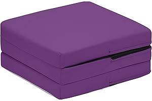Maxus Sports Cube Small Z Bed for Kids Sleepover Portable Chair for Sitting Comfy and Light Weight Fold Out Bed Sofa for Living Room with Waterproof Removable Cover (Purple)
