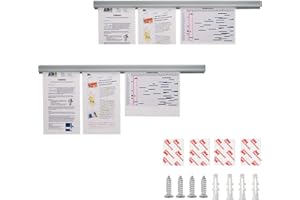 KAGUOL 2 Pcs Support pour Billets de Commande,35 cm Pince Porte Fiches en Inox, Pince Porte Fiches Inox,Pinceà Onglets pour la Cuisine,la Restauration,le Restaurant,(Montage mural,Système Fixation Fiable)