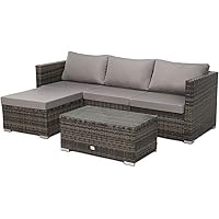 SVITA Queens Poly Rattan Sitzgruppe Couch-Set Ecksofa Sofa-Garnitur Gartenmöbel Lounge Schwarz, Grau oder Braun (Braun)