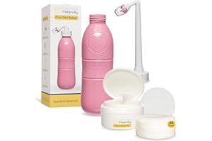 FIRST DAYS MATERNITY SUPPLIES First Days Maternity Witch Hazel Pads - Round Postpartum Cotton Wipes - 8cm Diameter with 120gsm Thickness - Great After Birth Essentials for Mum (Pack of 1 Tub, 40 Pads with Pink Peri Bottle)