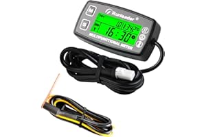 Contaore contagiri digitale Runleader, indicatore temperatura motore, avviso RPM e temperatura, display retroilluminazione per generatore compressore trattore prato (RL-HM035A-TS003)