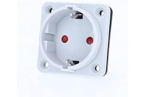 as - Schwabe Einbausteckdose - 50 x 50 mm Flanschmaß - Schutzkontaktsteckdose - 230V/16A - Steckdose zum Einbauen - IP20 - für den Innenbereich und Camping, 45084