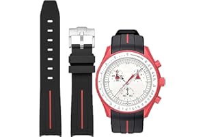 Niziruoup Bracelet Montre Caoutchouc pour Omega x Swatch MoonSwatch Speedmaster 20mm Courbe Sans Soudure TPU Remplacement de Montre Original Bracelet Rubber Watch Strap pour Femme Homme