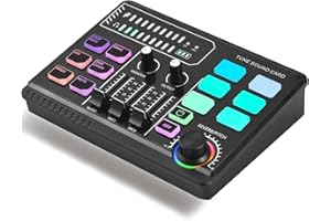 MOCOLI Mischpult, Gaming Audio Mixer Gaming Sachen RGB Soundkarte Audio-Interface mit Bluetooth Stimmverzerrer Funktion für PC/Phone/Gamer Creators/Live/YouTube/Individuelle Steuerung/Podcast