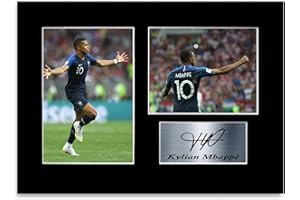 Photo imprimée avec autographe Kylian Mbappe France Player Format A4