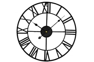 Timelike Stunning Silent Skeleton Indoor/Garden Large Wall Clock Roman Numeral Open Face Metal Clock Round Iron