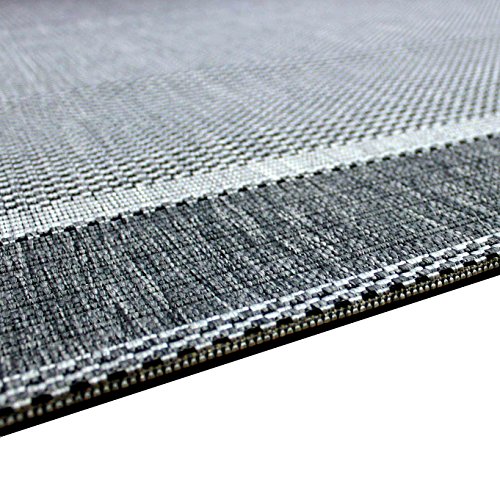 Alfombra para interiores o exteriores tejida en telar con borde, muy resistente, ideal para patios, comedores, salas de estar, polipropileno, gris, 200x290cm