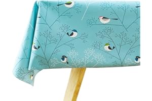 Plenmor Nappe de table rectangulaire en plastique imperméable facile à nettoyer pour cuisine, pique-nique, extérieur et intérieur (137 x 200 cm, oiseaux-2)