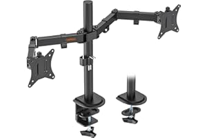 VonHaus Double Support Écran de 13-32" - Bras Articulé Écran PC avec Pince de Bureau, Réglable en Hauteur, Inclinaison Complète, Bras Rotatif et Pivotant, VESA 75x75, 100x100 mm
