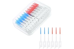 URAQT Szczoteczki międzyzębne, 220 sztuk. silikonowa międzyzębna szczoteczka do czyszczenia zębów usuwa płytkę bakteryjną i zapobiega jej powstawaniu, miękkie włosie, niebieskie i pomarańczowe