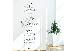 ‎DESIGNSCAPE DESIGNSCAPE® Wandtattoo Haus Freude und Glück | Wanddeko Flur und Eingangsbereich | Farbe: braun | Größe: klein (32 x 90 cm)
