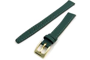 WatchWatchWatch Green Smooth Stitched Ladies' Leather Watch Strap 10mm Gold Buckle C088