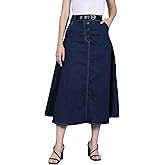 Codaisy Women Beautiful Long Denim A-Line Blue Casual Skirt