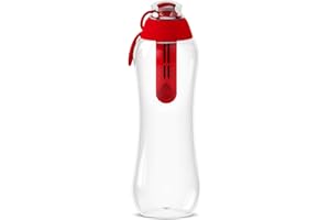 ‎DAFI DAFI Trinkflasche mit Filter 0,7 L, Rot - Wasserflasche mit Wasserfilter, BPA-Frei, Sportflasche mit gefiltertes Wasser für Reisen - Filterflasche Outdoor + Aktivkohle Filter Strohhalm