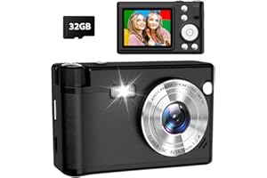 CATGIFF Appareil Photo Numérique, 48MP 1080P HD Autofocus Caméra Appareil Photo avec 32GB Carte 1300mAh Batteries, 18X Zoom Numérique, Digital Camera Portable pour Étudiant Adolescent Teenager Enfant, Noir