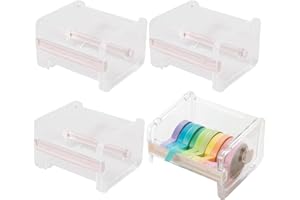 ORIMOMMTH Orimommy 4-Pack Visible Desktop Masking Tape Dispenser & Storage, Tape Cutter & Holder