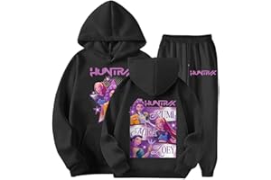 Générique Ensemble Jogging Fille 2 Pièces Survetement K-Kpop Demons Hunters Sweat à Capuche et Pantalon de Sport Imprimé D-Demon H-Hunters Huntr/X Tenue Décontracté Manches Longues