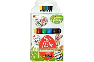 HEITMANN EIERFARBEN Heitmann - Pinturas para huevos (6 unidades, para niños, para huevos, papel y cartón), diseño de Pascua