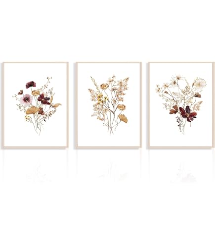 Lot De 3 Affiches Aquarelle Fleurs Roses – 30 X 40 Cm – Décoration Murale Botanique Pour Salon, Chambre, Bureau