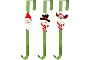 Falafoty 3 Piezas Ganchos metálicos navideños para puertas Door Hook Hanger Christmas Decoration Hook puerta delantera para decoración navideña Navidad fiesta puerta hogar oficina plata (Green)