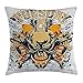 Produktbild VVIANS Skull Throw Pillow Cushion Cover, Scary Skeleton Head Fishes Tuesday Thirteen Unlucky Day Color Splashes, Decorative Square Accent Pillow Case, 18 X 18 Inches, Blue Light Yellow Orange