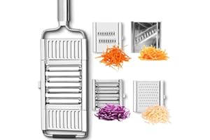 ZHENGHAO 4-in-1 Multifunctional Vegetable Slicer | Cheese/Potato Grater and Peeler - Adjustable Kitchen Tool for Salad, Fries, Chips and All Vegetables (Stainless Steel)
