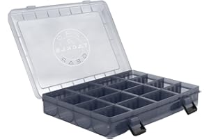 PRO TACKLE GEAR Pro Tackle Standard Tackle Box Kunstköderbox – Flexible Unterteilung, Transparentes Design, Sicherer Verschluss – Kompakte & Vielseitige Aufbewahrung für Köder & Angelzubehör (25,5 x 18,5 x 4cm)
