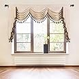 elkca Double-Sided Chenille Waterfall Valance for Living Room Luxury Window Curtains Valance for Bedroom (Beige, W79 Inch, 1 Panel)