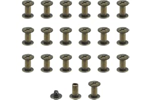 JJWNMLL 20 Sets Chicago Screw Posts, Rivet Chicago Binding Screws, Metal Rivet Replacement Repair for Bags, Collar, Harness, Luggage, Purse, Dog Lead, Backpack, Belt