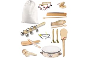 Lulizar 19pcs Kids Musical Instruments, Wooden Musical Instruments with a Storage Bag, Music Enlightenment Percussion Toys for Toddler, Musical Toy Instruments Set Gift for Baby and Unisex Children