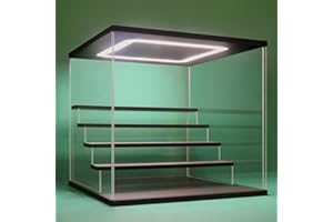 Nonemey Vetrina in Acrilico Trasparente con Luce a Led,2/3/4/5/6 Tier Teca Espositiva di Immagazzinaggio,Organizzatrice Antipolvere Vetrina Espositiva per Collezionismo((Nero, 5Tier-31.5x31x30 cm)