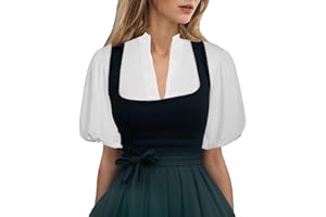 LOSSLO Dirndl Bluse Damen Puffärmel Dirndlbluse Damen Weiß Elegante Trachtenbluse Spitze V Ausschnitt Trachtenblusen Dirndlblusen Zum Knöpfen Tracht Blusen Spitzenbluse für Oktoberfest & Karneval