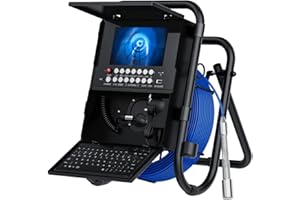 MOUNTAINONE Telecamera Ispezione Tubi con Tastiera, Telecamera Endoscopica Schermo 7" con DVR, Videoispezione per Tubazioni e Autolivellante 30M Cavo 16GB Card (30M, Blu)