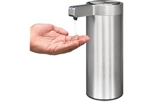 Mamiddle Automatyczny Dozownik do Mydła ze Stali Nierdzewnej z Czujnikiem Podczerwieni 250ml Elektryczny Ładowanie USB-C Wodoodporny IPX5 Czujnik Ruchu do Kuchni i Łazienki (Srebrny)