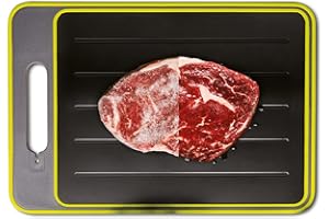 ‎LIVINGTON Livington Frost Away Schneidebrett mit Auftaufunktion, Messerschärfer und Gewürzreibe - Auftauplatte – Auftaubrett – beschleunigtes Auftauen von Lebensmitteln