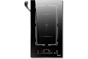 Piano Induzione 2 Fuochi Incasso Flex Zone con Spina, Disaenvir Piastra Induzione Doppia 30 cm 3500W, Forno Induzione 9 Livelli, Funzione Boost, Timer, Blocco di Sicurezza per Bambini, Nero