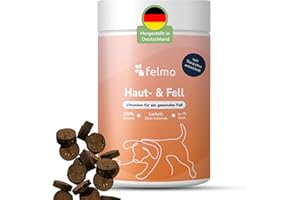 FELMO Haut- & Fell-Snacks für Hunde - zur Förderung von glänzendem Fell und gesunder Haut - Mit Lachsöl, Omega-3-Fettsäuren, Bierhefe und Biotin - Getreide- und zuckerfrei